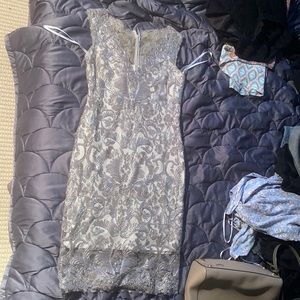 silver lace dress